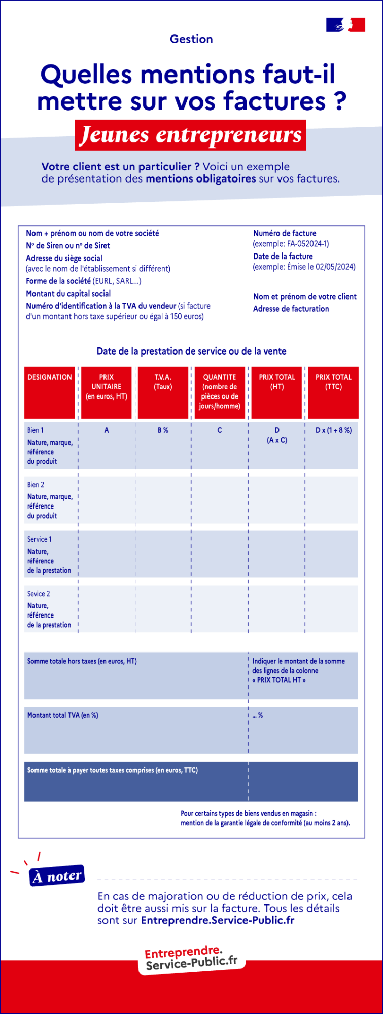 Comment rédiger vos factures à destination des particuliers ? Voici un modèle de facture pour vos clients particuliers avec les mentions obligatoires qui doivent y figurer.